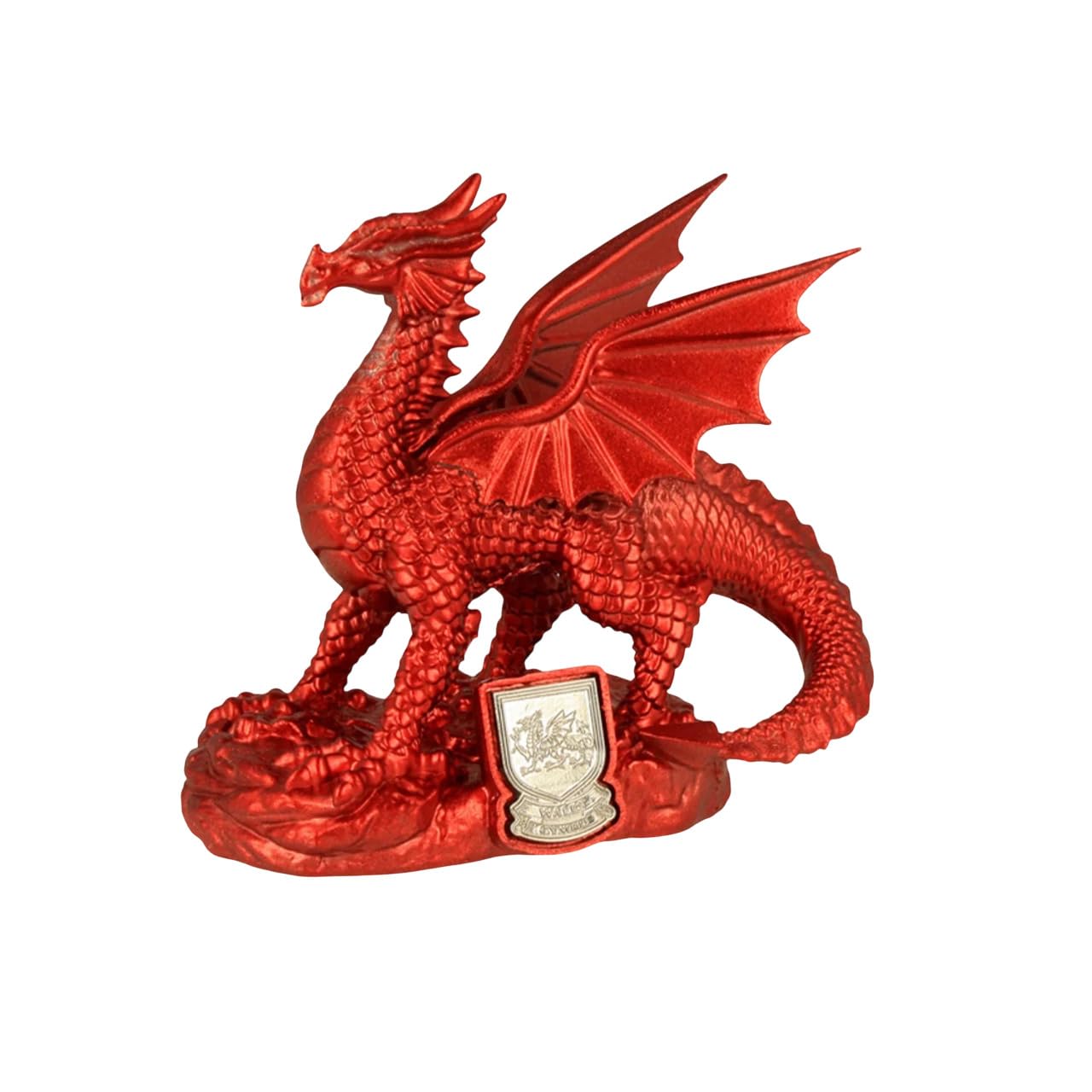 Elgate Men's Red Wales Dragon Metallic Figure | Iconic Welsh Mythology Decor For Home, Office Desk & Garden | Beautiful Figurine Gift For & Wo | Elegant Ornat For Indoor & Outdoor Display