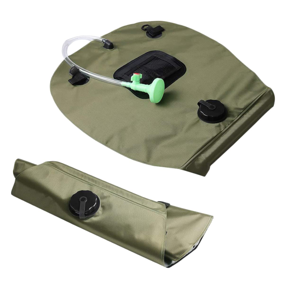 VANZACK Solar Shower Bag for Camping Hiking and Outdoor Activities Portable Water Storage with Shower Nozzle Olive Green Easy to Use for Beach and Travel