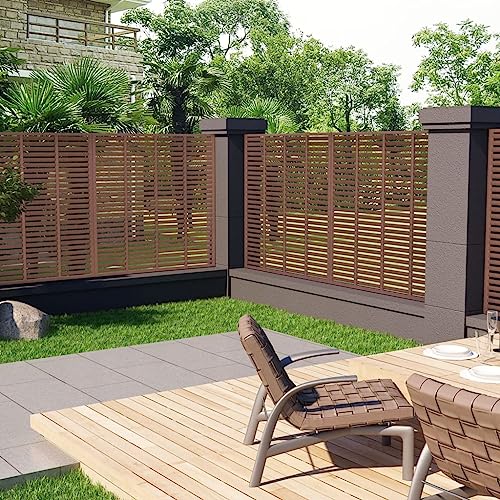 Lot de 4 clôtures à lamelles WPC 180 x 180 cm - Marron - Clôture de jardin en bois - Panneaux de clôture en bois pour l'extérieur - Brise-vue et intimité
