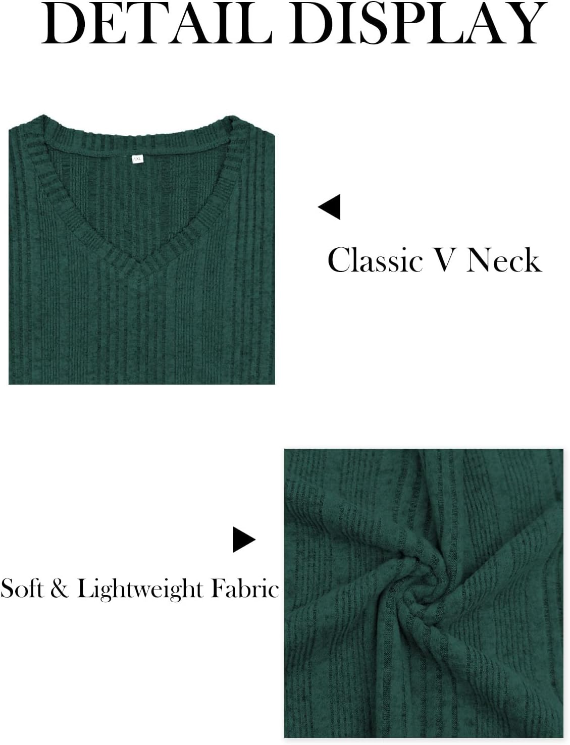 ROSRISS Plus-Size-Long-Sleeve-Tops for women Dressy V Neck Shirts Casual Ribbed Knit Tees Lightweight Tunic Sweaters - Image 5