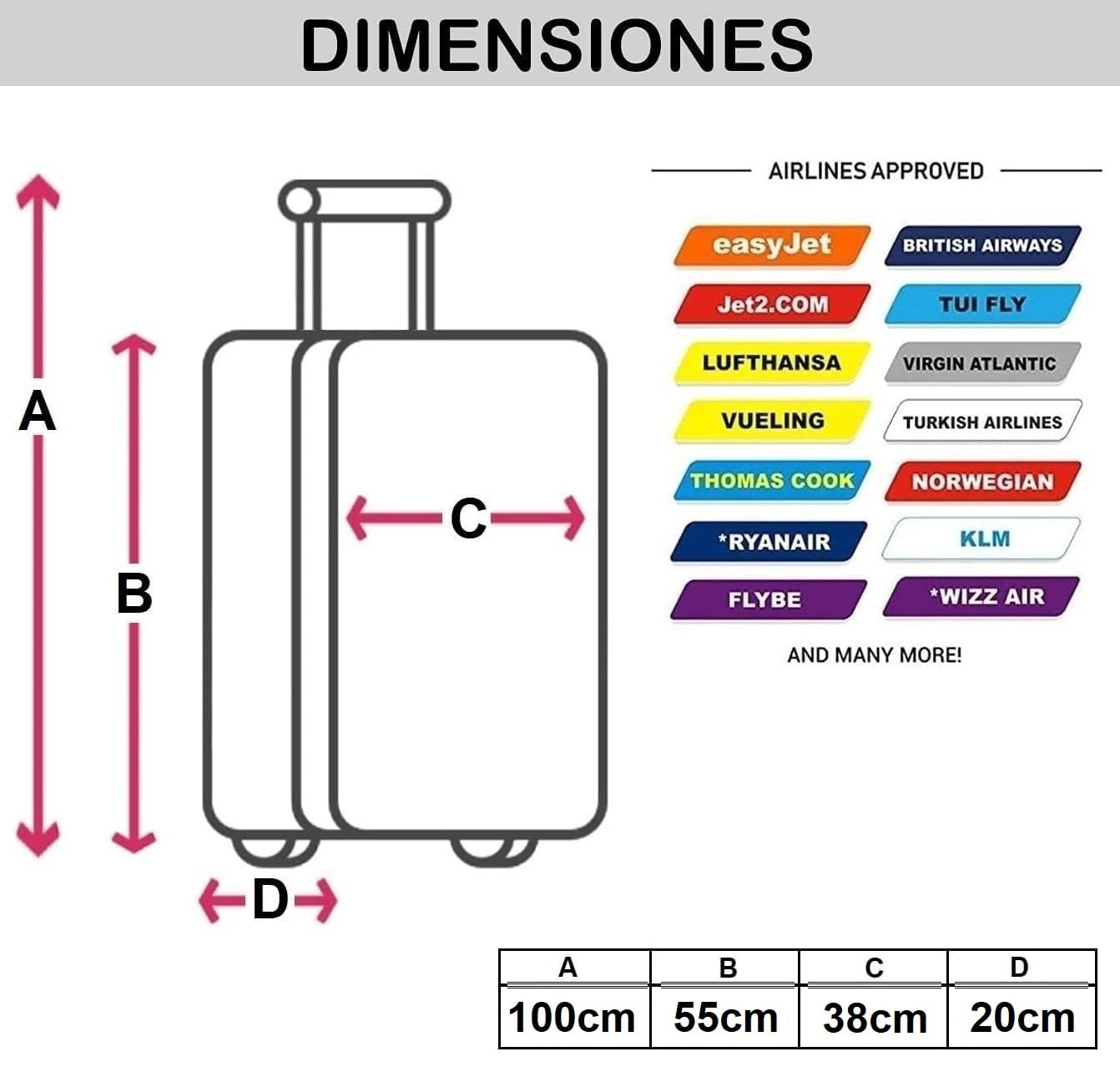 DED Maleta Equipaje de Mano Cabina Viajar en avión rigida Viaje 4 Ruedas 360º giratorias aceptada por Todas Las aerolíneas. Color Oro Rosa