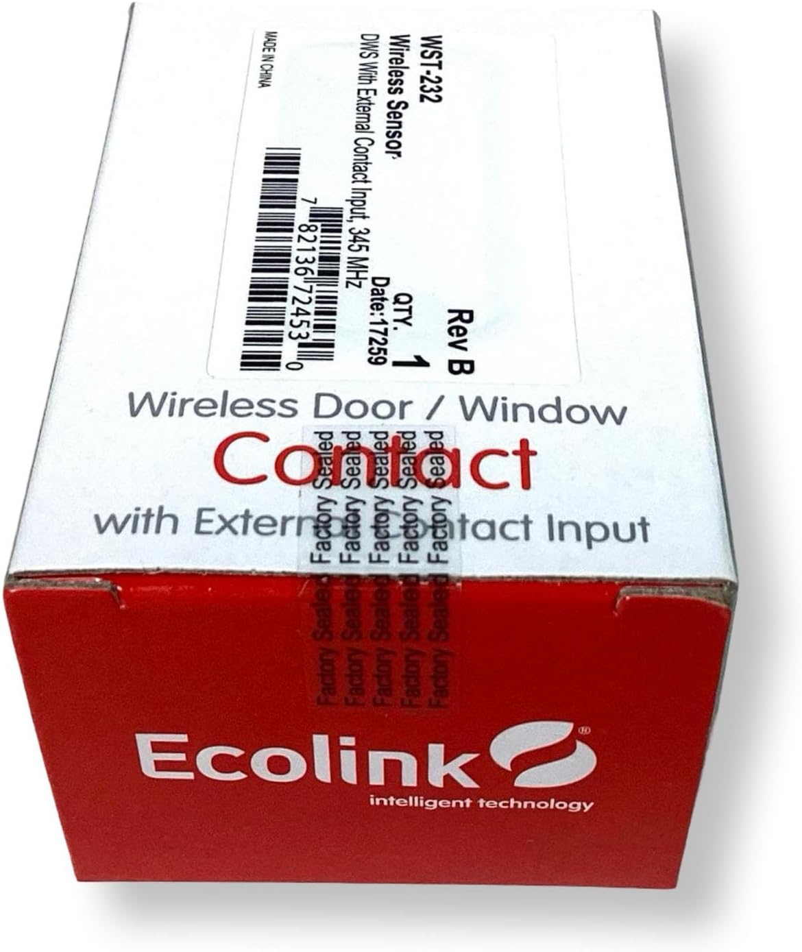 Ecolink WST-232 Wireless Door Window Sensor with magnet and mounting hardware