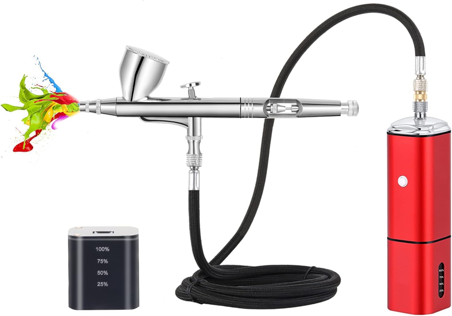 Casubaris Airbrush kit with compressor portable cordless Airbrush kit,Rechargeable auto stop dual action air brush pen,Match Different Airbrush Gun for Barbers model painting Nail Art Craft Makeup - Image 7