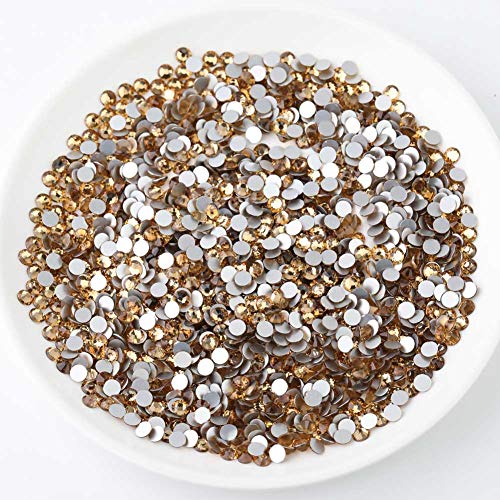 Image of Beadsland 576pcs Flat Back Crystal Rhinestones Round Gems for Nail Art and Craft Glue Fix, Lt Colorado Topaz, SS30,6.3-6.5mm