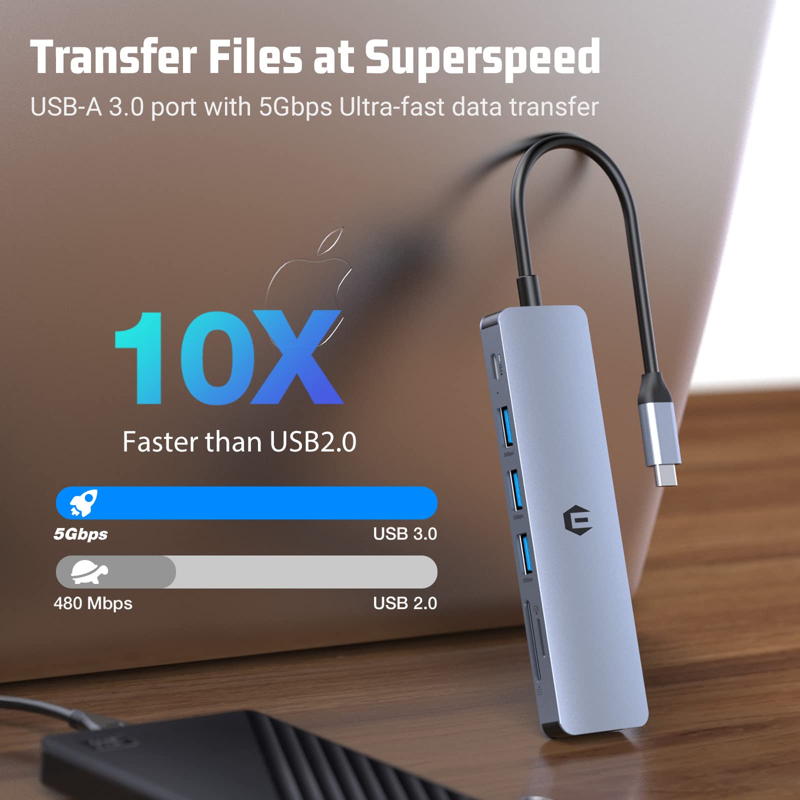 USB C Hub 7-in-1 – Mit HDMI 4K, USB 3.0, PD 100W & SD-Kartenleser – Für MacBook, Dell, HP & Mehr