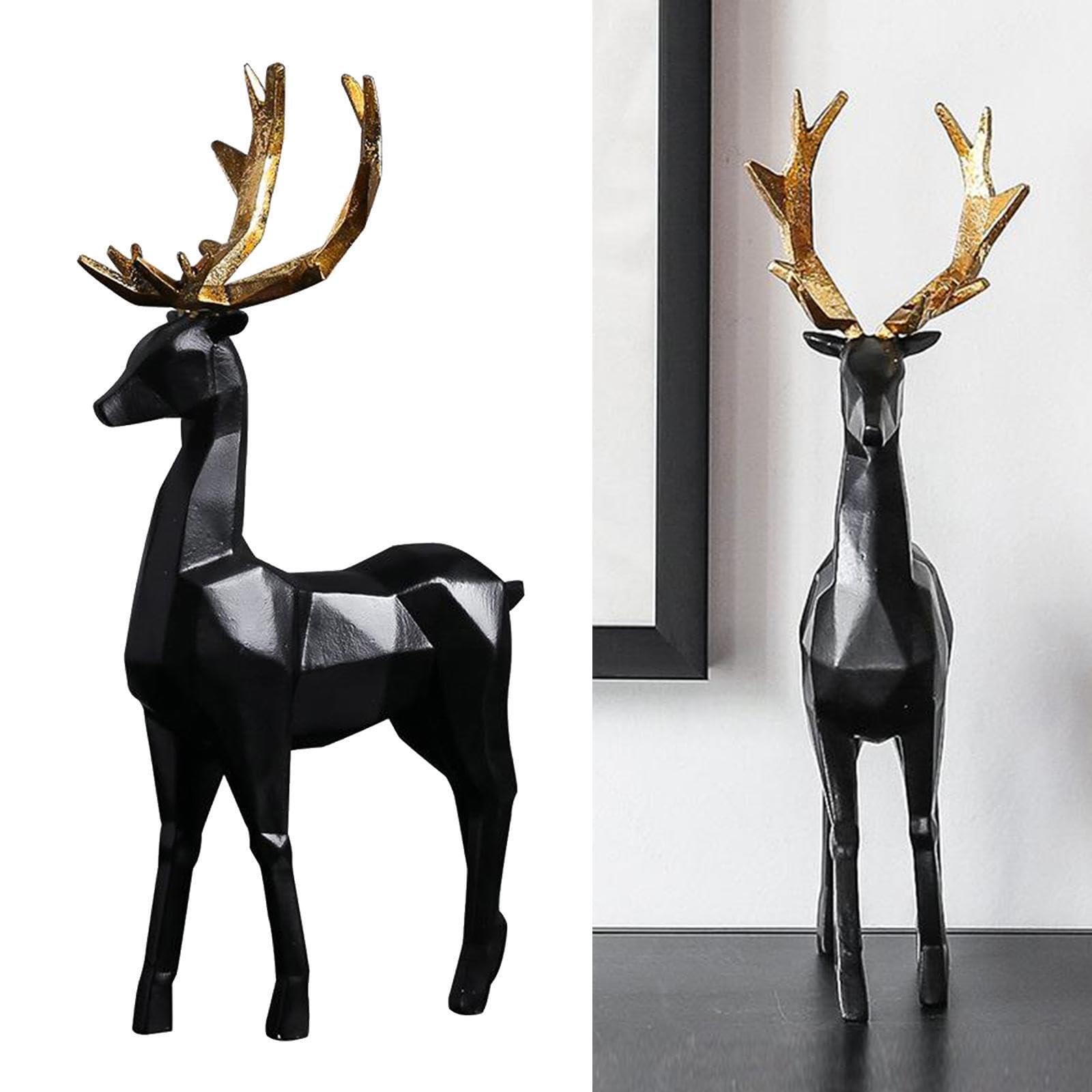 PIXZCSA Elegant Home Decor Gift Modern Christmas Ornaments For Home Christmas Decoration Deer Statue Standing Accents For, Black, 17x11x31cm