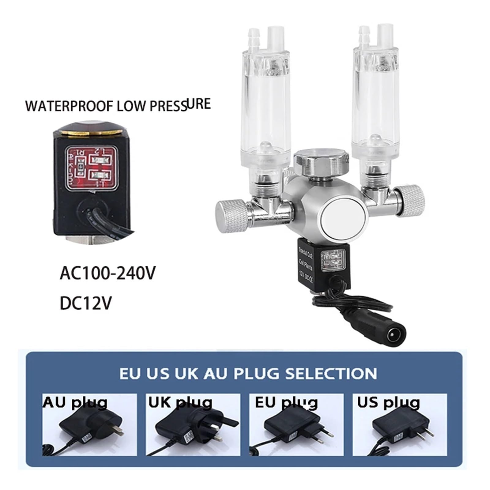 Válvula Reductora de co2 DIY for Acuario, medidor Burbujas Doble Salida, Control Tanque, válvula reguladora(G3-4)