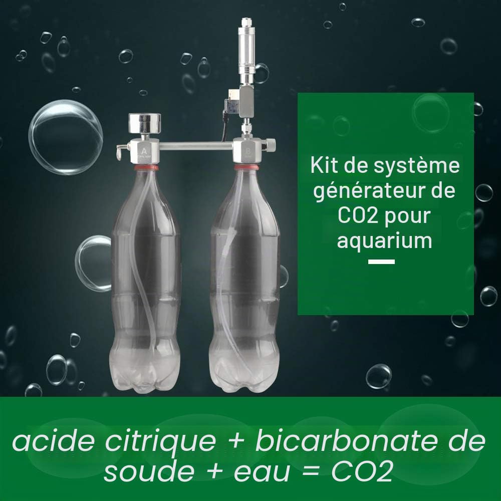 Kit de générateur de CO2 pour Aquarium DIY Système de générateur de CO2 avec électrovanne pour Compteur de Bulles et contrôle de dioxyde de Carbone Kit de réacteurs pour Plantes Aquarium