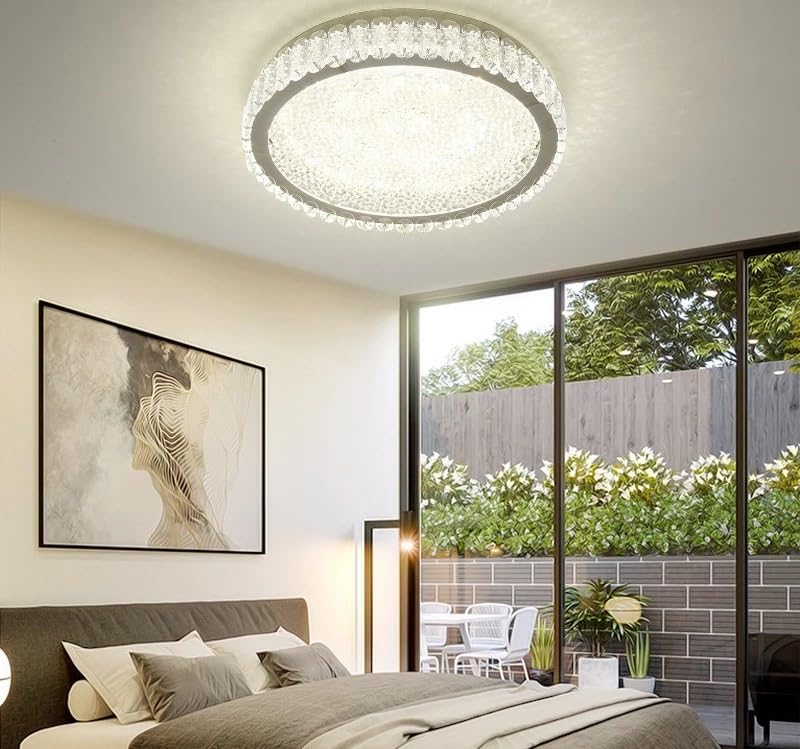 Plafonnier LED rond en cristal pour éclairer un couloir sombre et triste