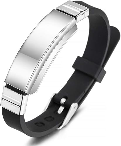 Miniatura 2 de MOWOM Medical - Pulsera de silicona con grabado personalizado, con identificación, alerta médica, pulsera ajustable para hombres, mujeres, niños, de