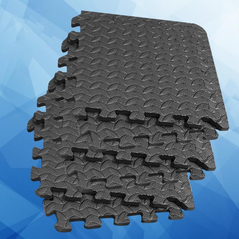 ibasenice Tapetes de Piso Interbloqueables con Textura de Hoja 6 Piezas Alfombrillas de Espuma EVA con 12 Tiras de Borde 30x30 cm Almohadillas Acolchonadas para Gimnasio Yoga Baile Hogar miniatura 3