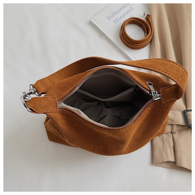 Slouchy Suede Hobo Bags Women Retro Crescent Crossbody Purses Trendy Satchels Underarm Shoulder Bag Travel Tote Handbag 20253