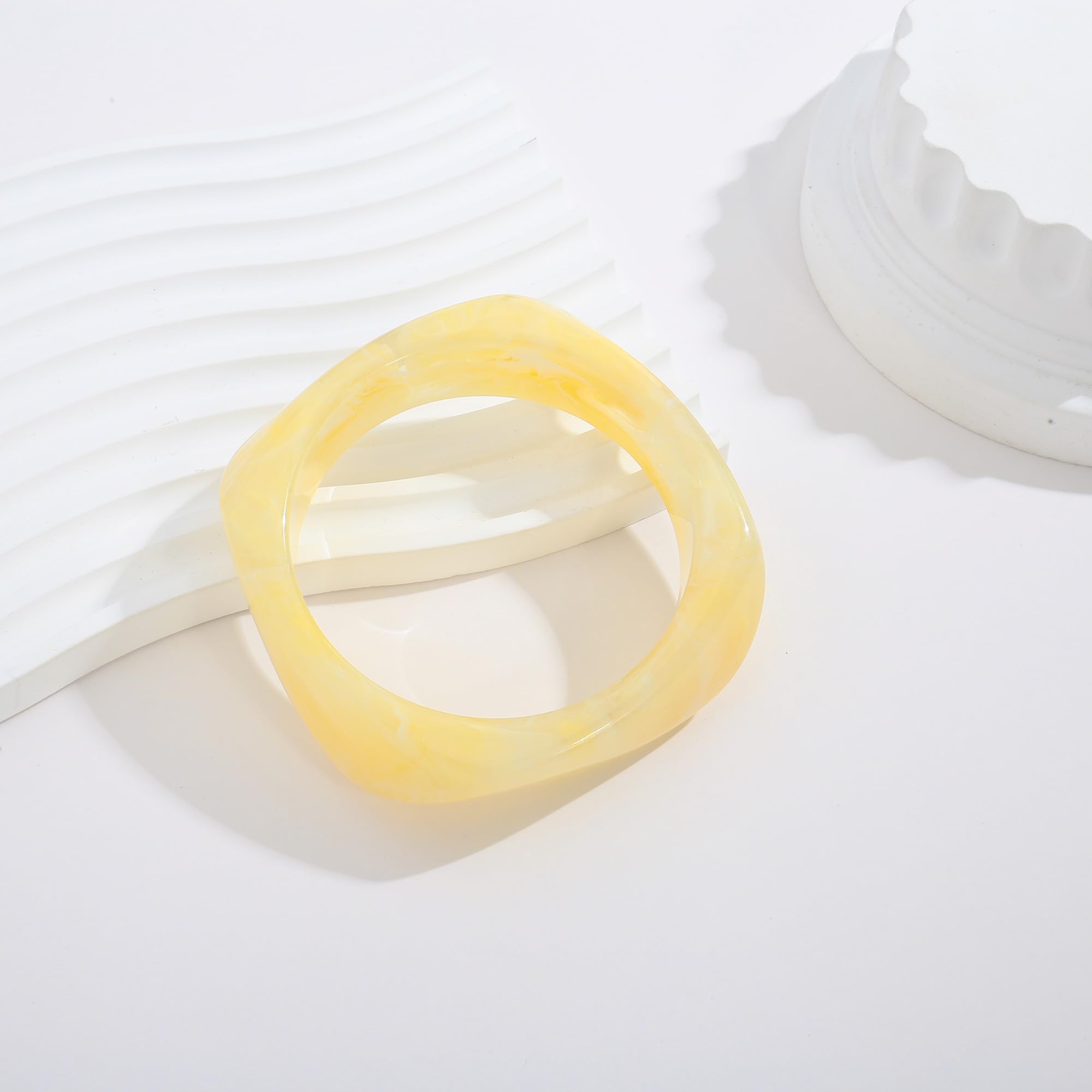 XJBTBA Bracciale Rigido alla Moda in Resina acrilica per Gioielli da Donna con Grosso Piatto Trasparente