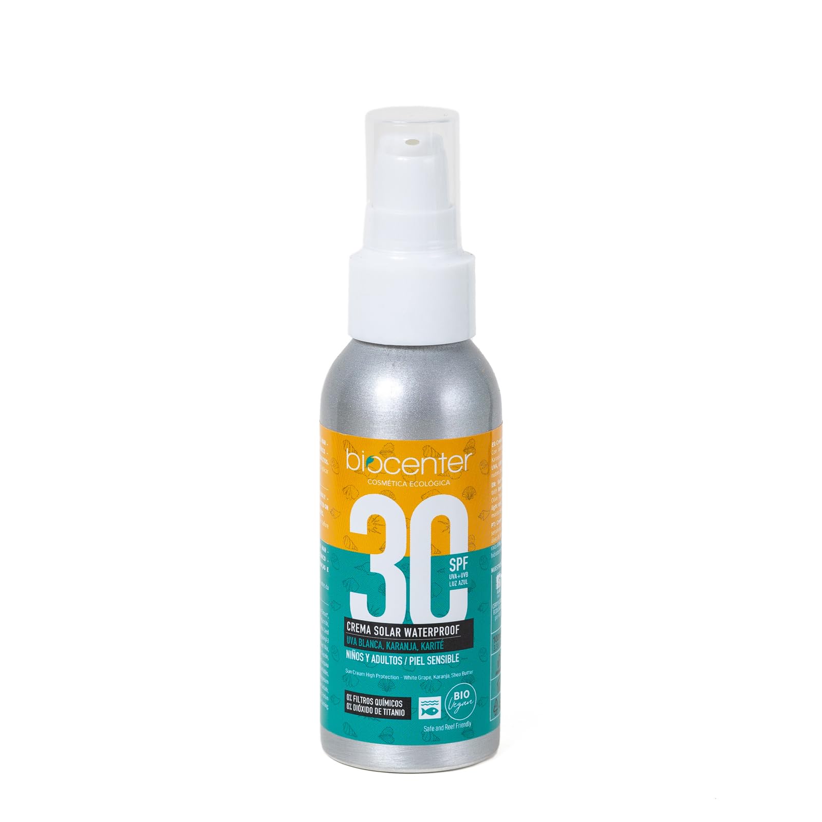 BIOCENTER Crema solar natural SPF30 - formato de viaje 100 ml - Ecológica, Vegana, Ecofriendly