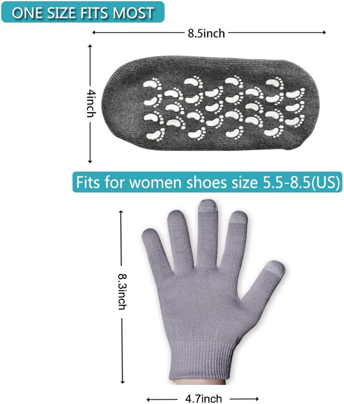 Maharsh Pink Soften Moisturising Spa Comfy Recovery Foot Hand Care Gel Socks and Gloves (Grey) 2