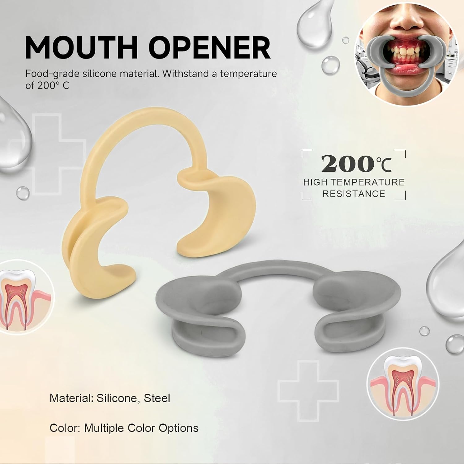Dental C-Shape Cheek Retractor High-Temperature Resistant Silicone Mouth Opener Large Size