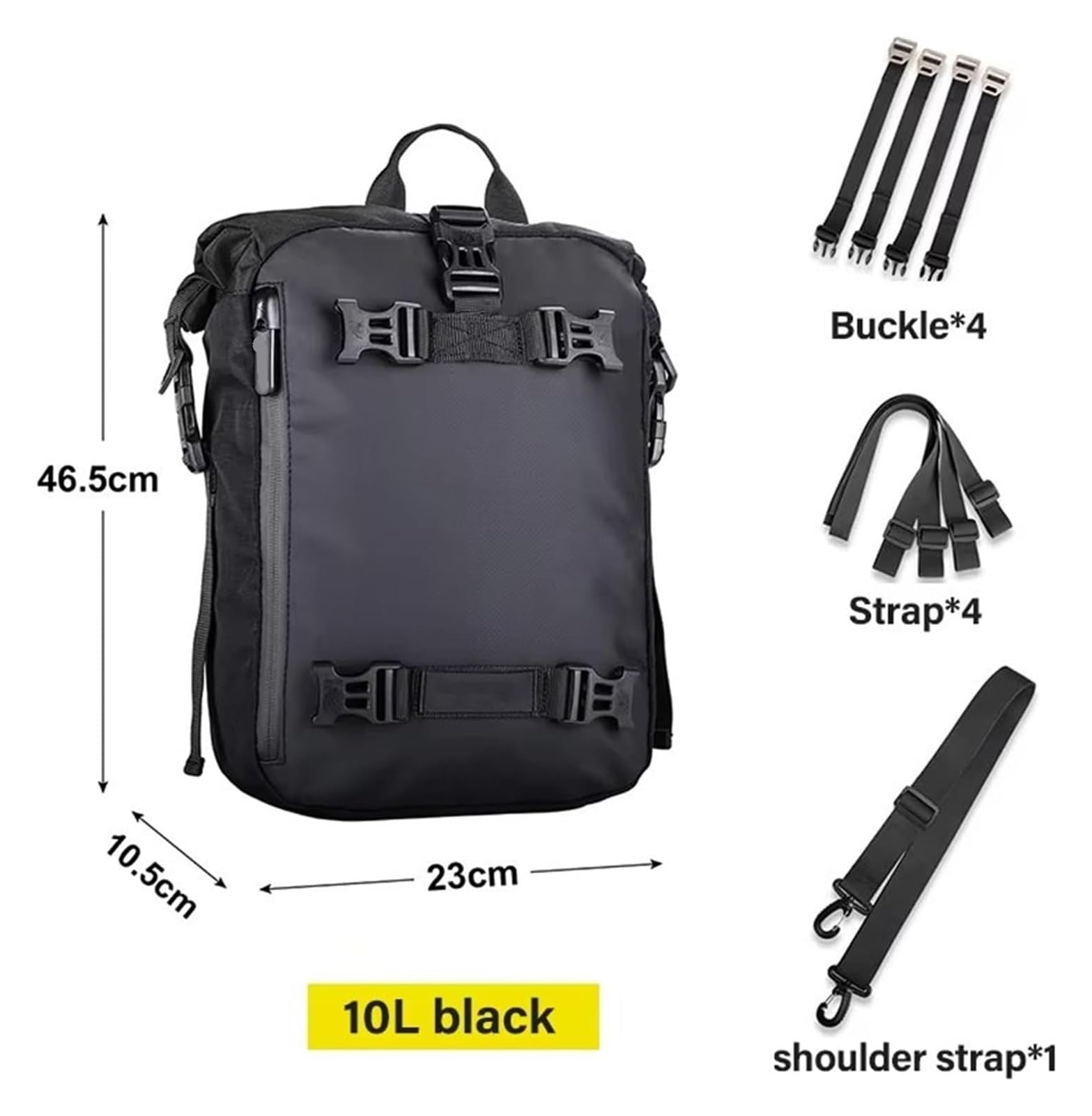 Moto Paraurti Borsa Zaino da Moto Impermeabile Motocross Posteriore Sella 10L 20L 30L Outdoor Equitazione(10L Black)