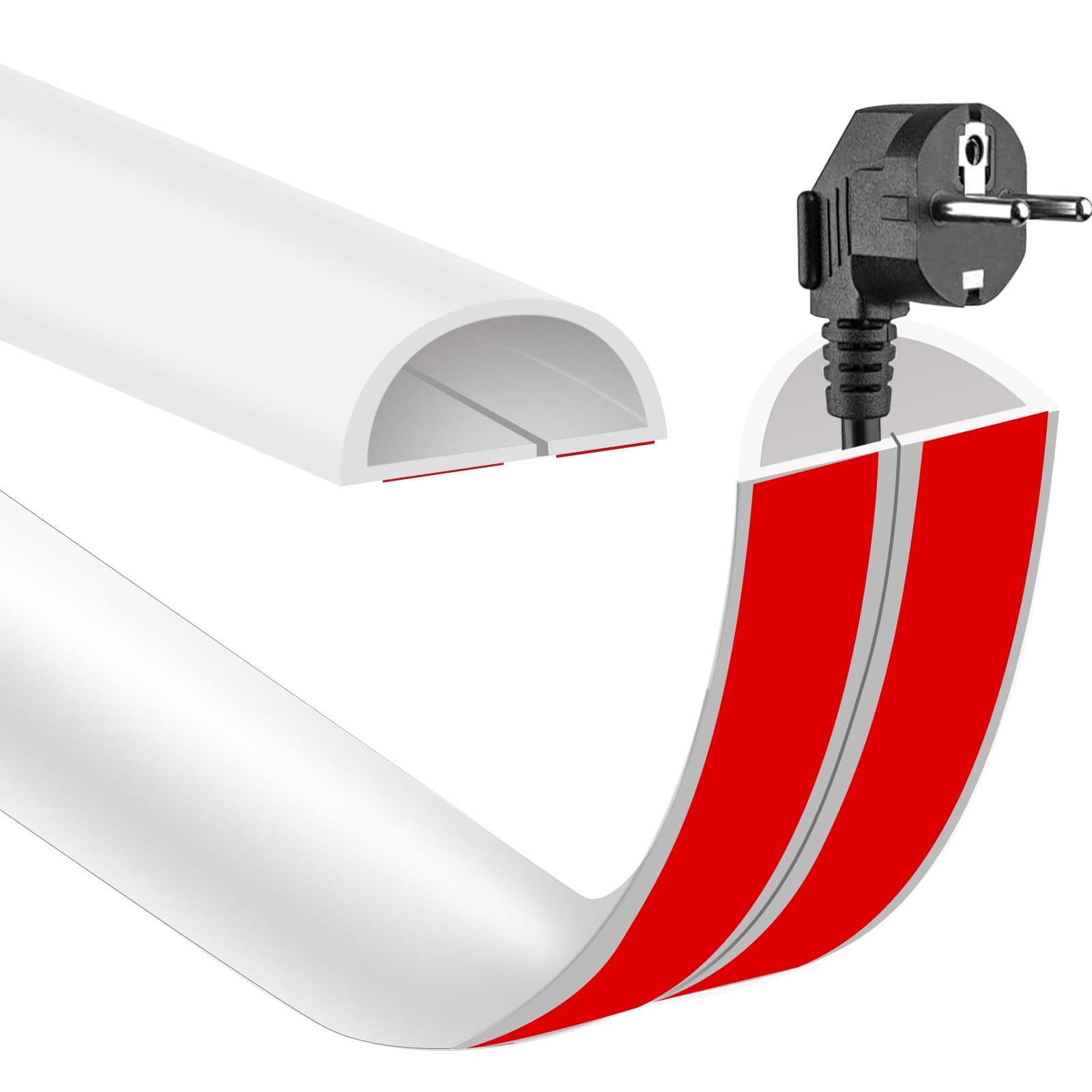 Canaleta Para Cables Autoadhesiva De 2 M - PVC Blanco, Hasta 7 Mm De Diámetro, Sin Taladro, Para Interior Y Exterior