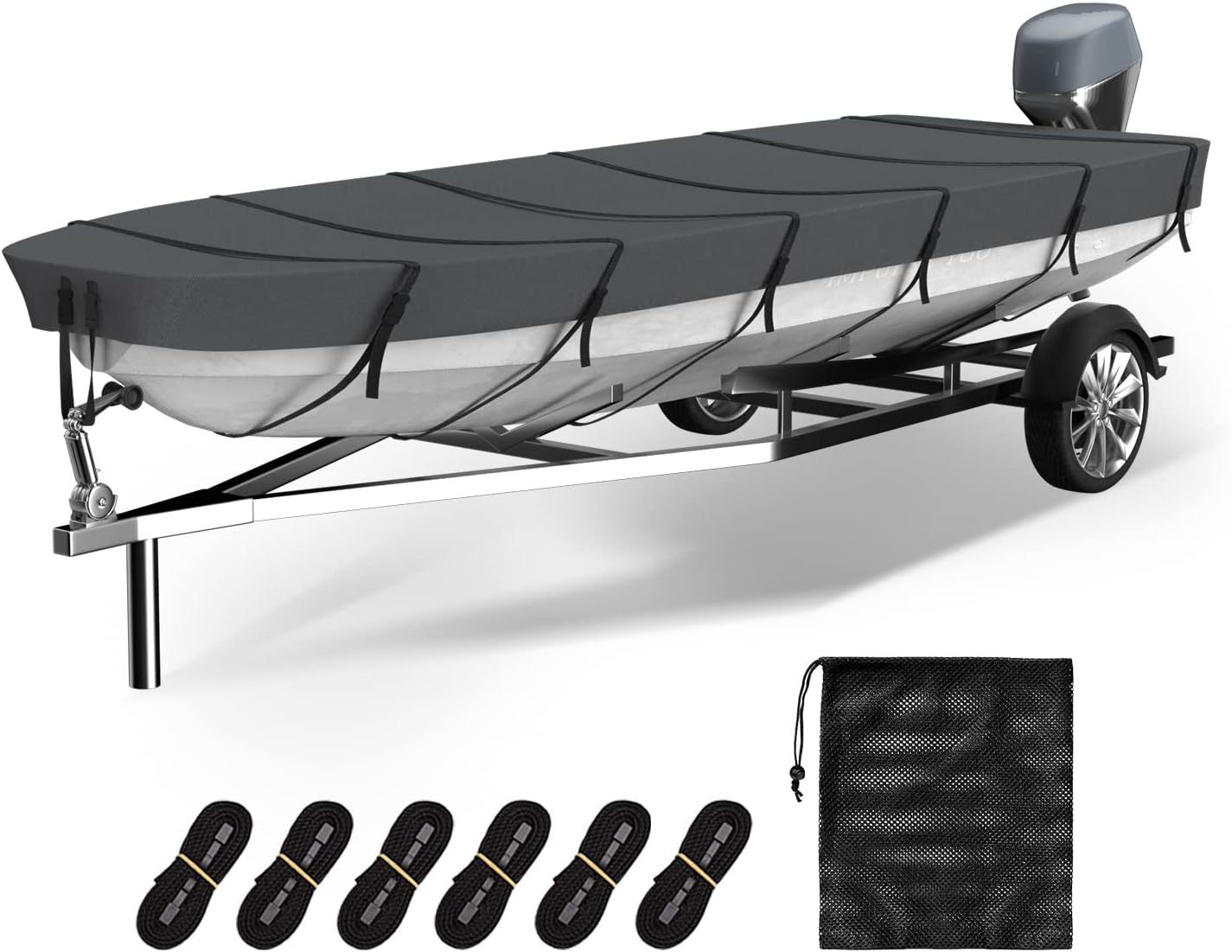 Umbrauto Jon Boat Cover 12ft, 600D Heavy Duty SolutionDyed Polyester Waterproof