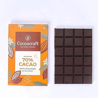 Cocoacraft 70% Bittersweet Dark Chocolate Couverture (210g) | Dark Chocolate Baking Bar | 100% Natural| Handmade Artisanal...
