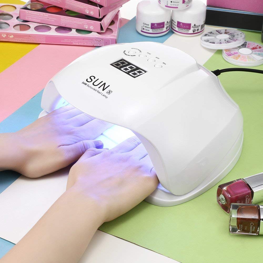Lampada Unghie UV LED da 54W per Gel UV Lampada Unghie Professionale per Manicure e Pedicure Fornetto Unghie LED Essiccatore a UV con 4 Impostazioni del Timer e Sensore per Smalto Gel