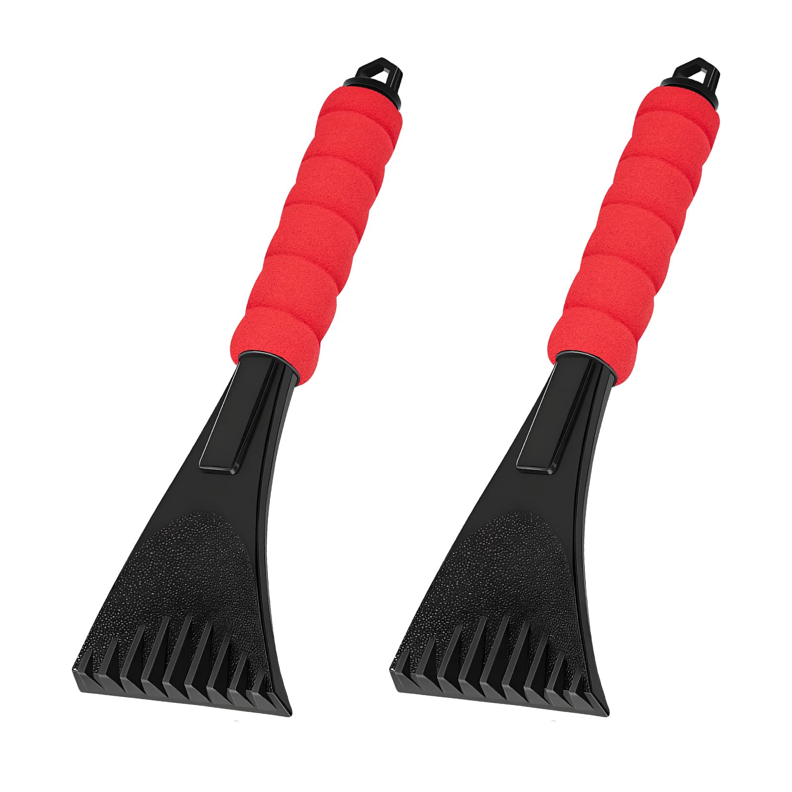 Ohleats 2 PCS Car Windshield Ice Scraper, Anti-Scratch Snow Removal Scraper with Sponge Grip, Windshield Cleaner Tool to Remove Snow Frost and Ice, Universal Winter Car Accessories (Red)