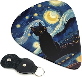 0.46mm Thin Guitar Picks - Starry Sky Cat | 6 pcs with Storage Bag, Fit Acoustic, Electric, Ukulele & Bass, Ideal for Guitar Players and Music Lovers