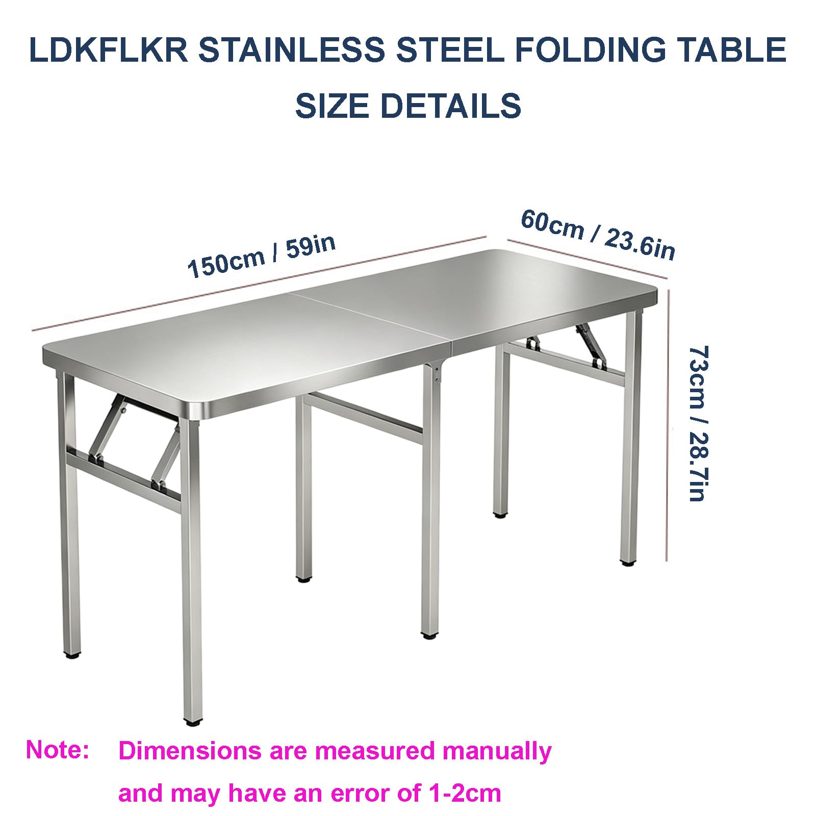 Banco de Trabajo Resistente de Acero Inoxidable 304, Mesa de preparación de Cocina Plegable, Mesa Plegable para lavandería, Ideal para Camping, barbacoas y restaurantes (tamaño: 59 * 23.6 * 28.7