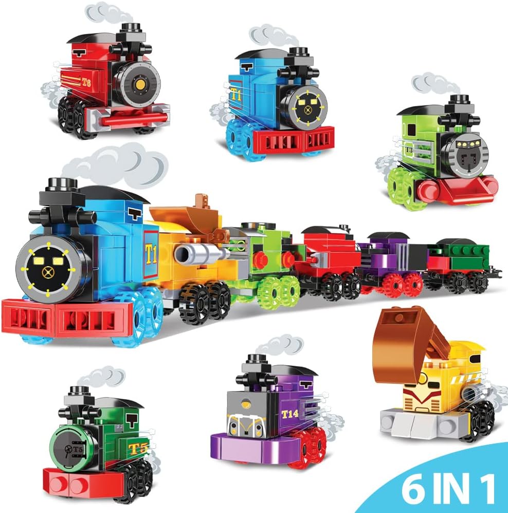 WODMAZ 12PCS PreFilled Easter Eggs with Train Building Blocks, Easter Egg Train Toys Set for Kids Easter Basket Stuffers, Easter Basket Filler, Easter Eggs Hunt, Easter Party Favors