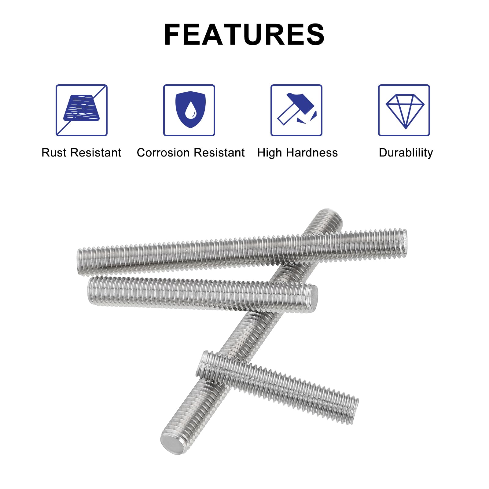 QUARKZMAN Varilla Roscada M8 x 40mm Acero Inoxidable 304 Rosca Derecha 4 Piezas