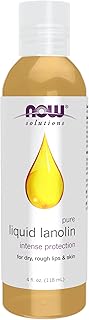 NOW Foods Solutions, Liquid Lanolin Pure, Intense Protection, Formulated for Dry Rough Lips and Skin, 4-Ounce