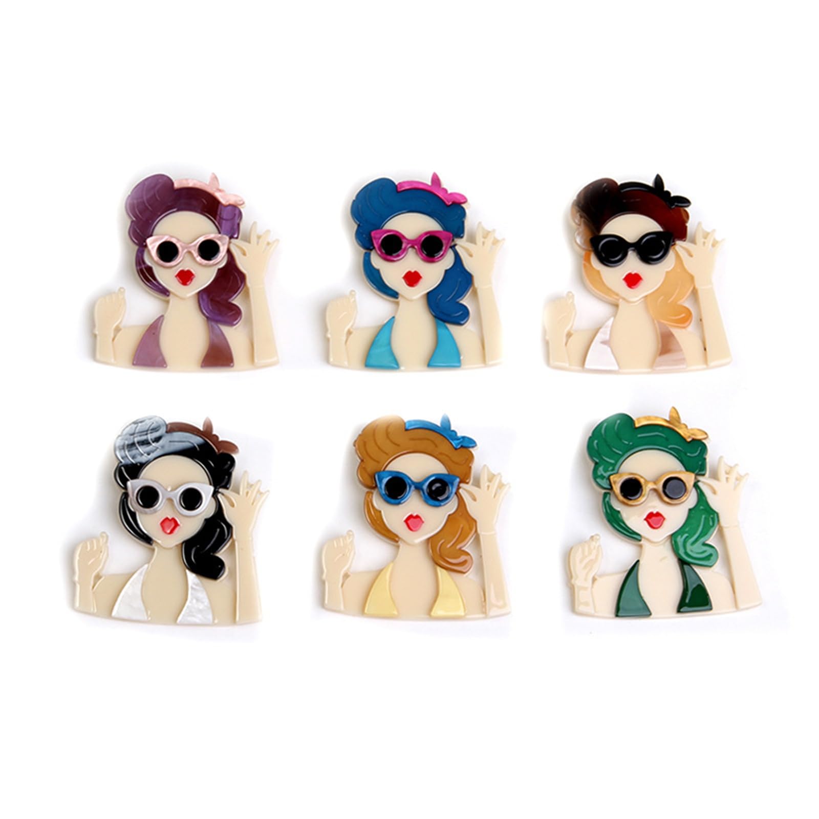 Broche de acrílico refinado para niña, ramillete de personajes de dibujos animados retro de alta gama para mujer