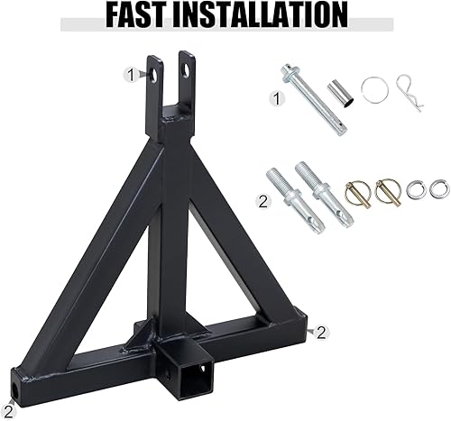 Miniatura 4 de Hasopy Receptor de enganche de remolque de 3 puntos, enganche de barra de tracción resistente, compatible con remolque de tractor de categoría 1,