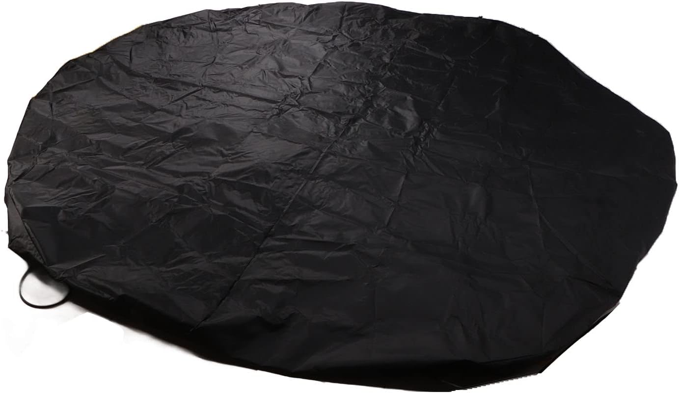 10ft Swimming Pool Cover, Heat Insulation, Black Round Oxford Cloth Winter Pool Cover with Convenient Storage for Barbecue Grill