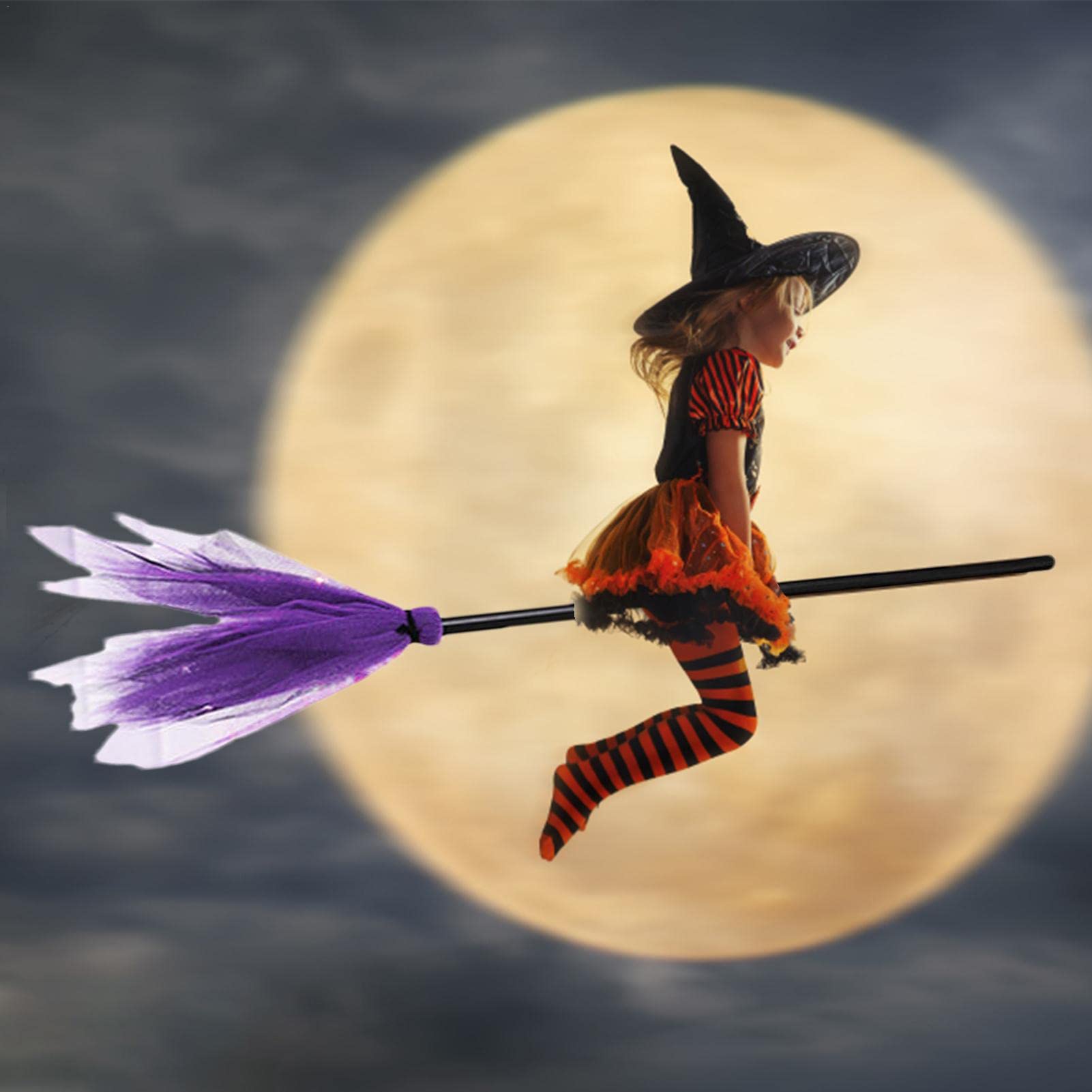 Halloween Hexenbesen 37 Zoll - Gruselige Dekoration Mit Band Für Kostüme