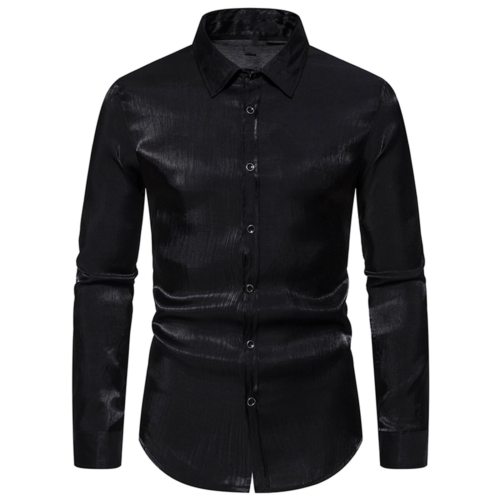 Zeiyignr Mens Slim-Fit Long-Sleeve Dress Shirt Hipster Business Casual Shirt Lapel Collar Button Down Formal Party Shirts