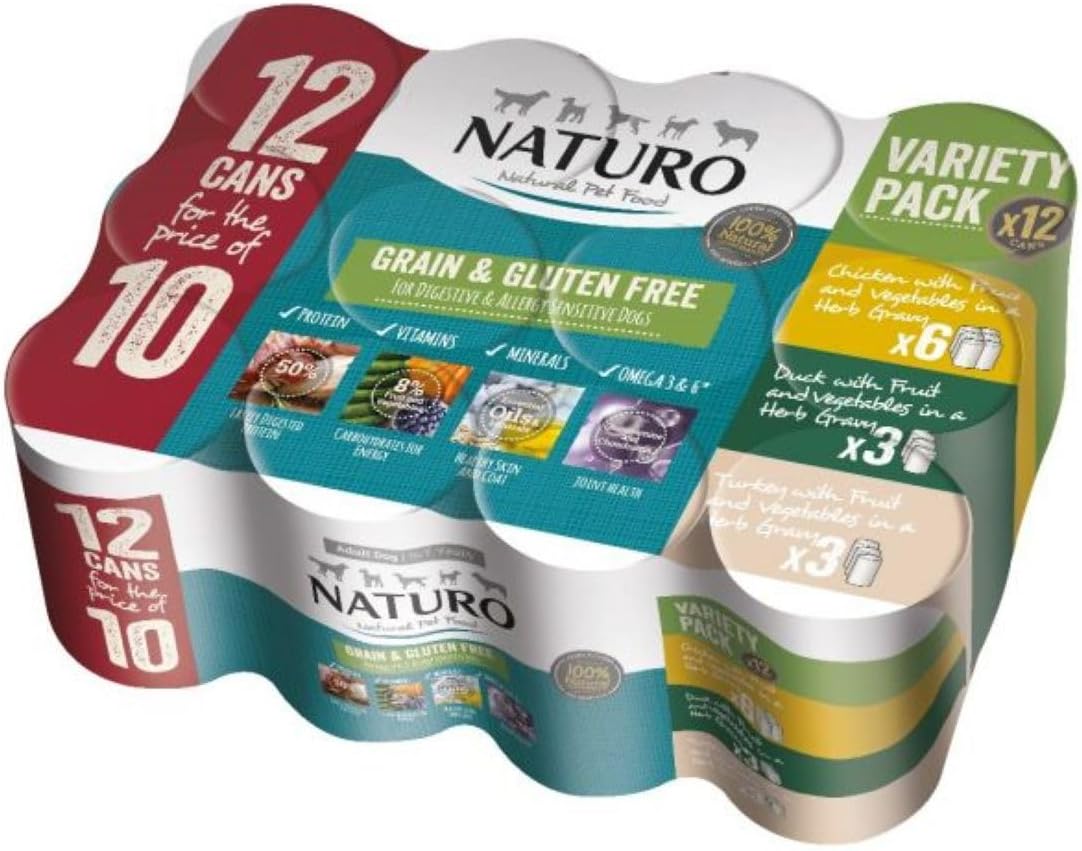 Naturo Natural Pet Food Variety Pack Adult Dog 1 to 7 Years 12 x 390g