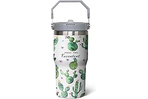 Cactus Water Bottle with Flip Straw and Handle