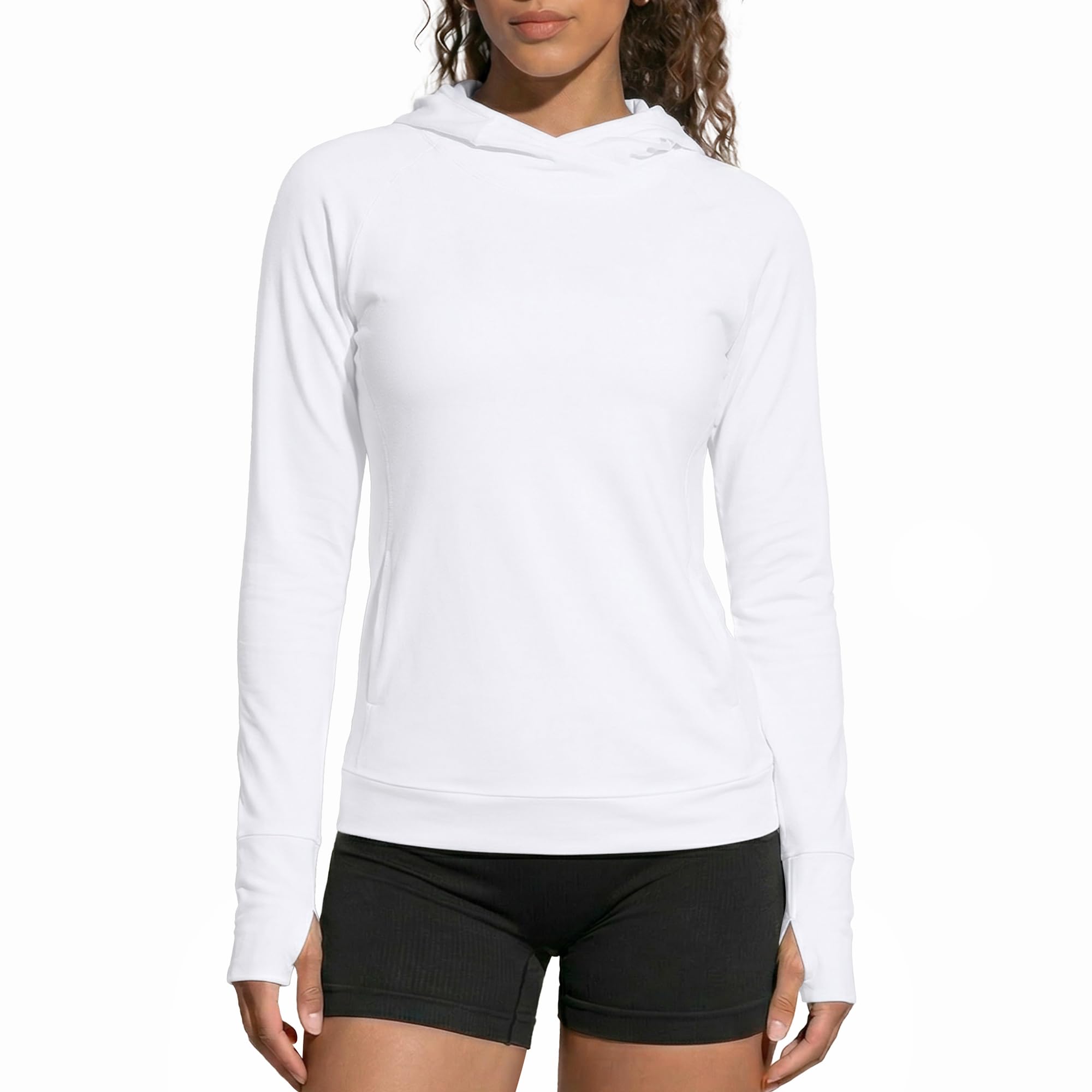 Zengjo Womens Lightweight Hoodie Long Sleeve Workout Top with Thumb Holes
