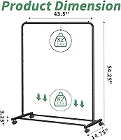 Vista 7 de Simple Trending - Perchero de ropa estándar con estantes de almacenamiento, organizador de ropa rodante sobre ruedas para colgar ropa, Negro