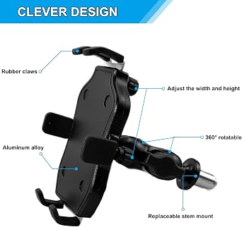 Motorcycle Phone Mount Fork Stem Mobile Phone Holder GPS Navigation Bracket Compatible with Hayabusa GSX-R 600 750 1000 YZF R1 R6 CBR 300R 400R Ninja ZX6R 400R S1000RR
