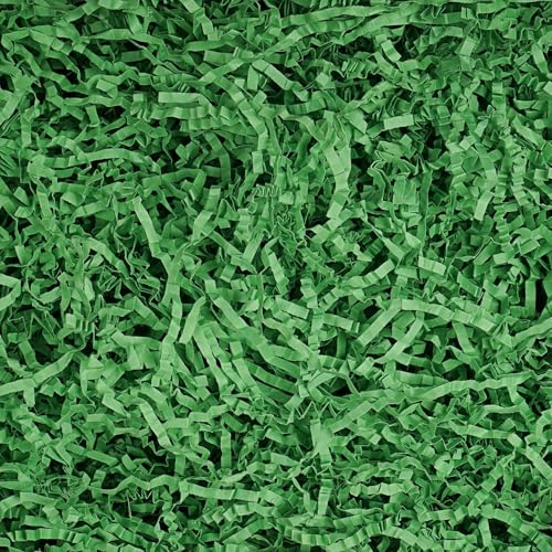 JIWINNER 4 oz Crinkle Paper Filler for Gift Wrapping Green Shredded Paper For Gift Baskets Crinkle Paper for Christmas Easter Wedding Birthday Craft Gift Boxes Bags Basket Filler Decoration