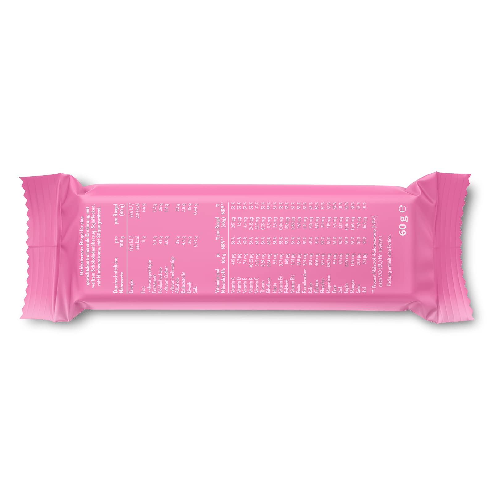GymQueen Slim Queen Bar 12x60g, barretta sostitutiva del pasto, solo 200 kcal per porzione, con vitamine e nutrienti essenziali e ben 15g di proteine per barretta, Cioccolato bianco al Lampone