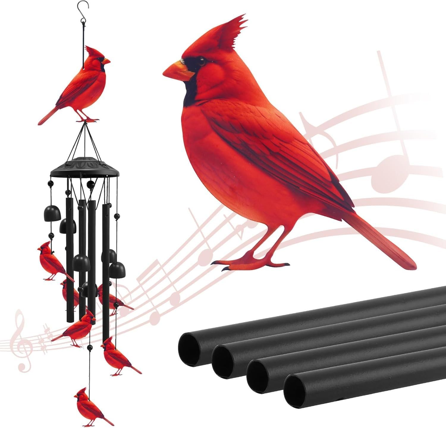 Metal Cardinal Wind Chimes for Outside,Metal Windchimes Outdoors, Cardinals Gifts for Women/Men, Garden/Yard Decor, Memorial/Birthday Gifts for Grandma/Mom, Durable Chimes for Outdoors — image 1