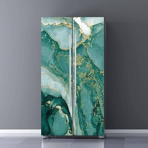 Miniatura 7 de Juego de envoltorios de vinilo autoadhesivos para refrigerador, tiras de hielo de malaquita, agua, alcohol, tinta, mural de puerta, adhesivo