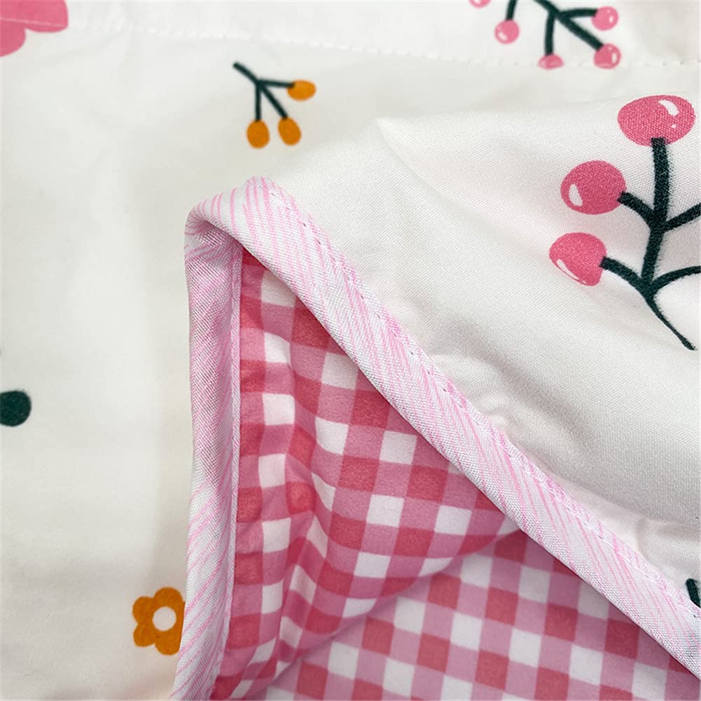 FANSU Bedspread Quilt Single Double Super King Bed Size, Reversible Quilted Bed Cover Sofa Blanket Throw Decorative Coverlet Microfiber Comforter Bed Sheet (Pink Flower,150x200cm