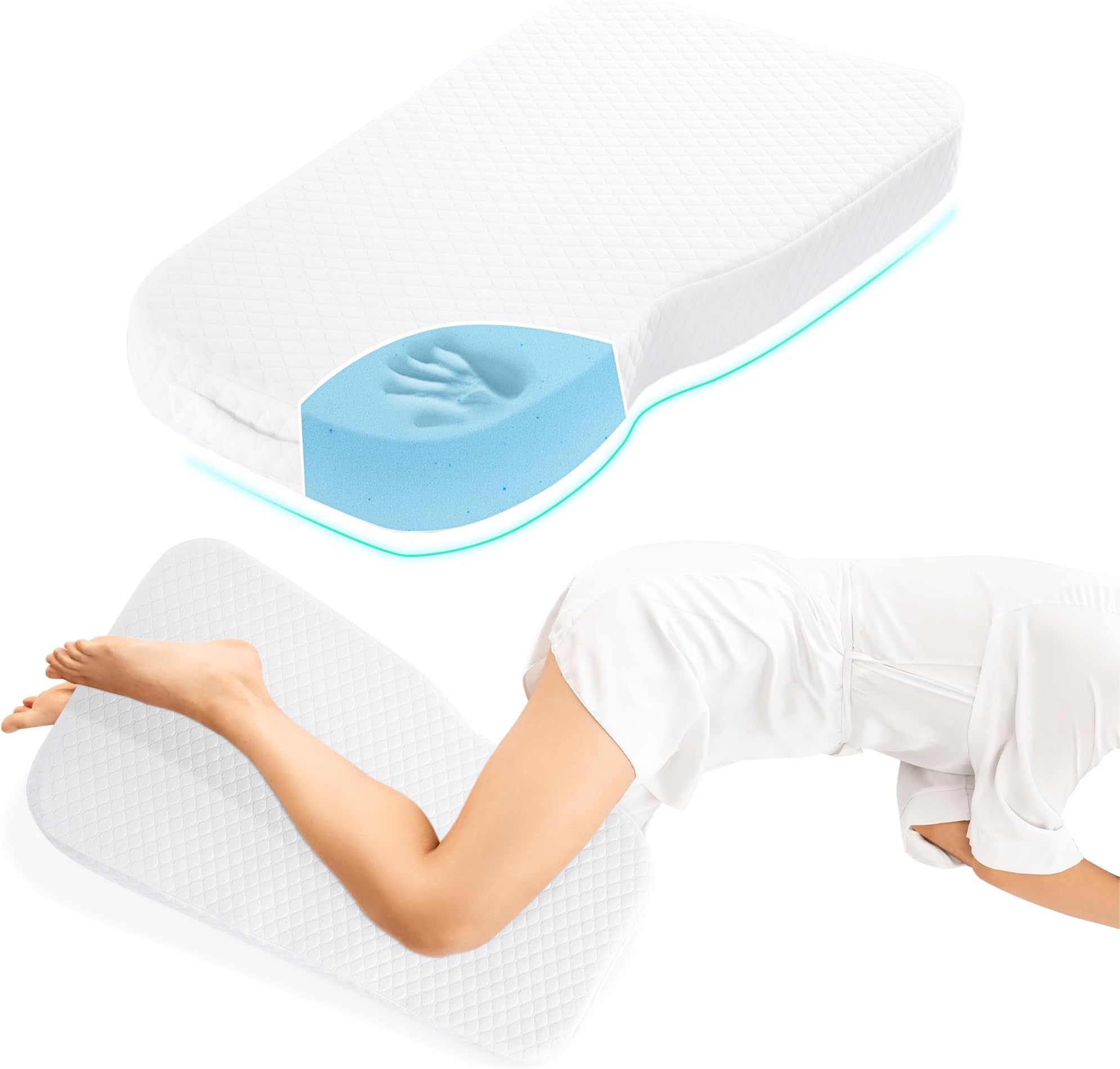 HOMBYS Memory Foam Knee Pillow for Side Sleepers, Leg Pillow for Knee, Separates The Knees for Body Alignment-Between Leg Pillow for Lower Back Pain Relief and Pregnancy Support -18"x30" (3 INCHES)
