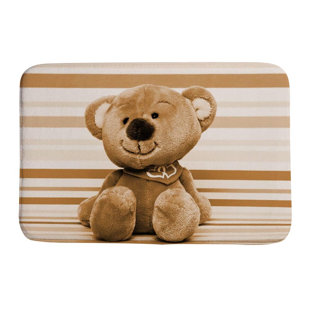 Tapis de bain antidérapant velours corail ours en peluche 91x61