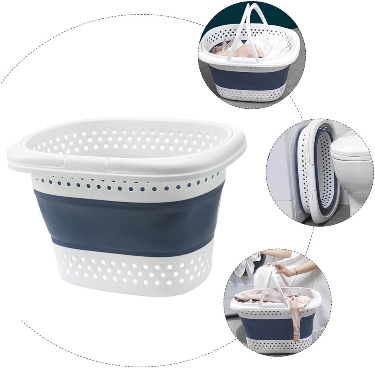 Wakauto Foldable Lightweight Laundry Basket with Dual Handles Large Capacity Clothes Storage Hamper for Bedroom and Nursery Space Saving Foldable Hamper for Dirty Laundry and Household