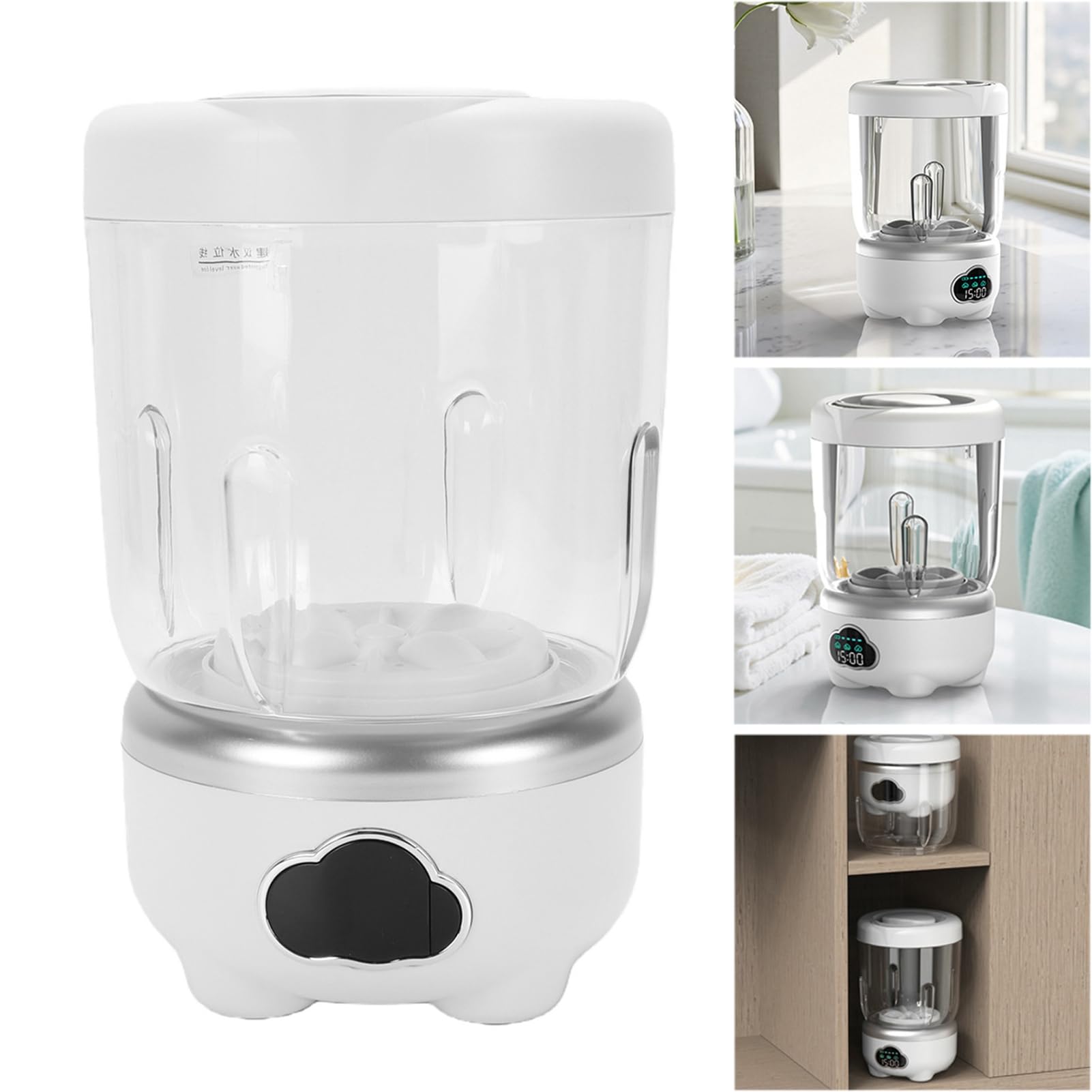 Cryfokt Mini-Waschmaschine, 1,6 L, Digitalanzeige, 3 Geschwindigkeiten